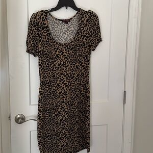 Betsey Johnson Leopard-Print Scoop Neck Midi Dress - Brown & Black